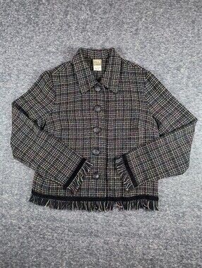 Vintage Pine Cove tweed blazer jacket with fringes, women's size 12